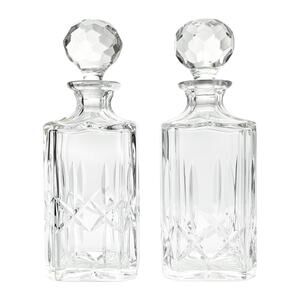 Atlantis Crystal “Miguel” 2 Crystal Square Liquor Spirits Decanters 10.25” 24oz
